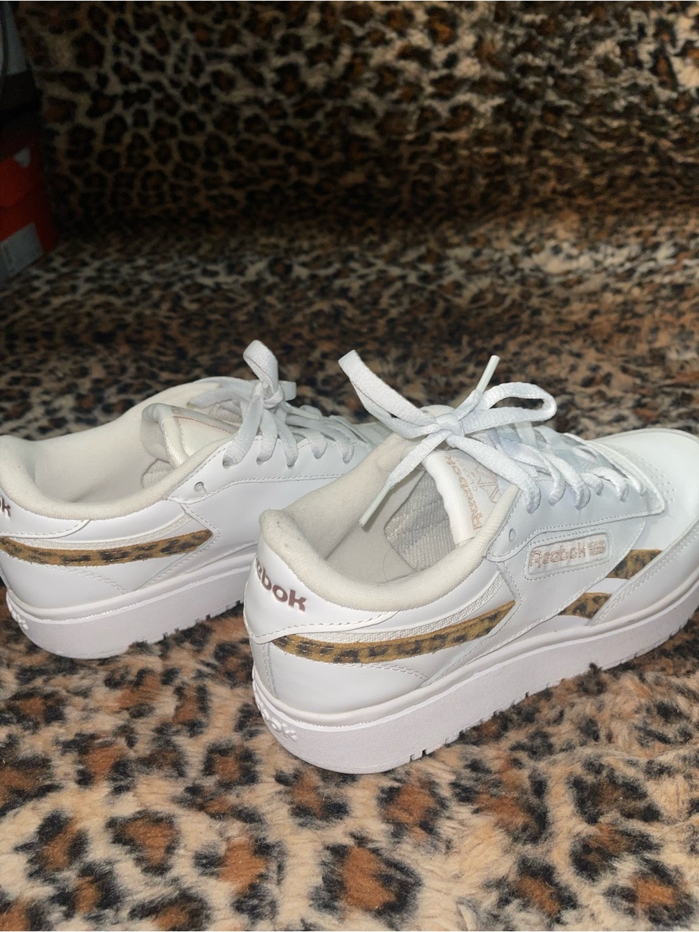 White Reebok Sneackers with Leopard Print - Picture 4 of 6